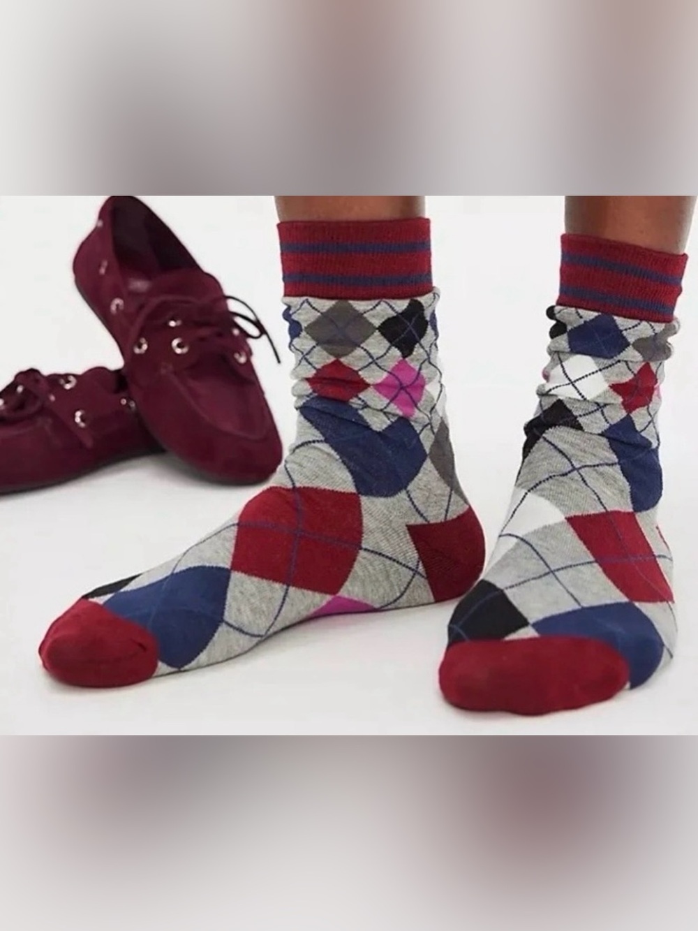 Free People Argyle Socks Women One Size NWT